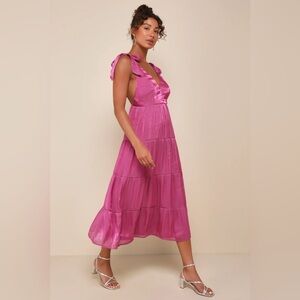 Lulu's Exemplary Shine Midi Dress Magenta